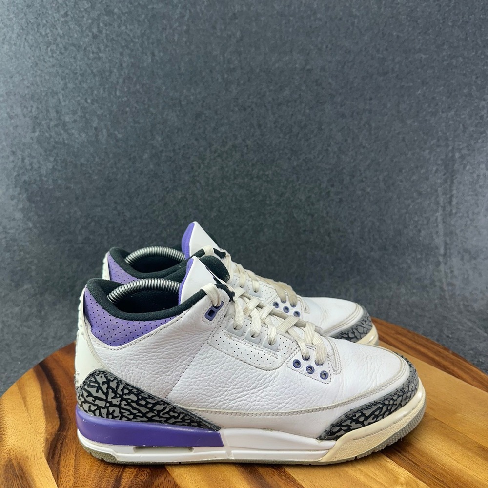 Nike Air Jordan DM0967-105 Retro 3 GS Dark Iris White Purple Sneakers Shoes 7Y